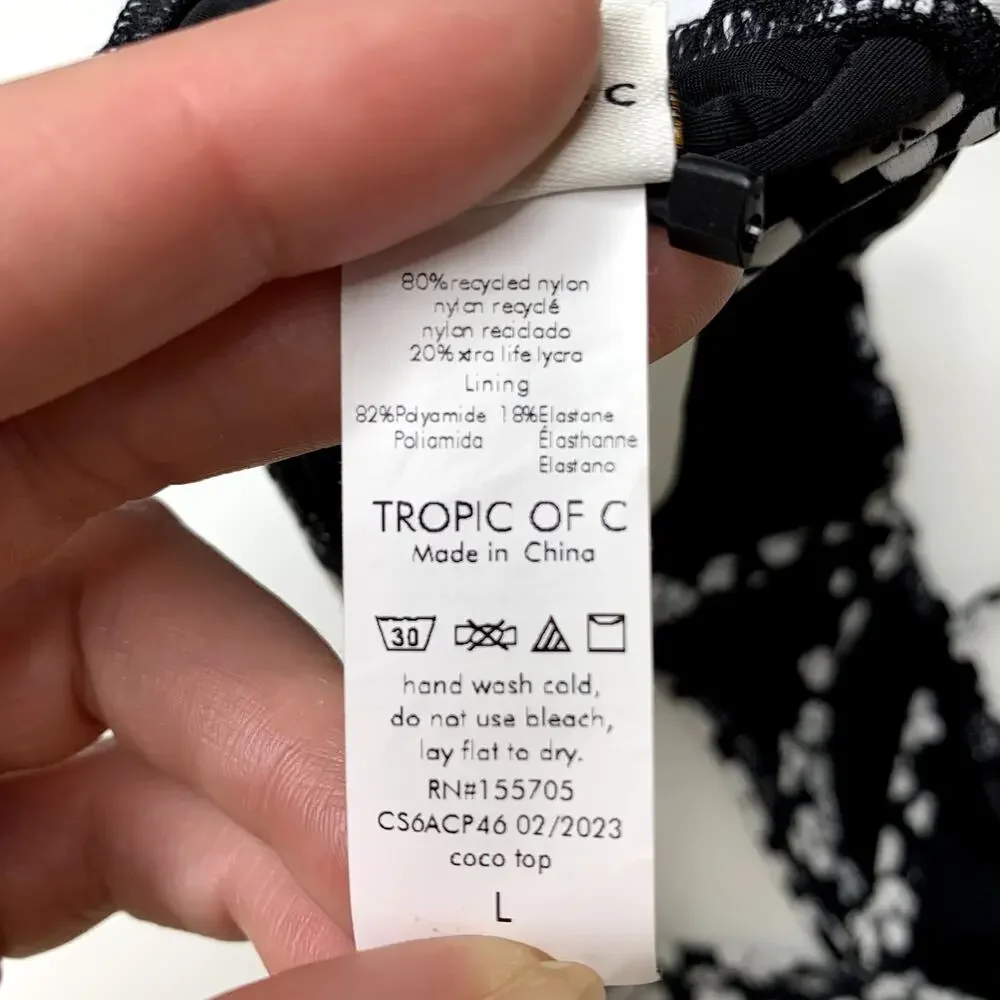 Tropic of C Coco Bikini Top Flora Floral Womens New Large Black White